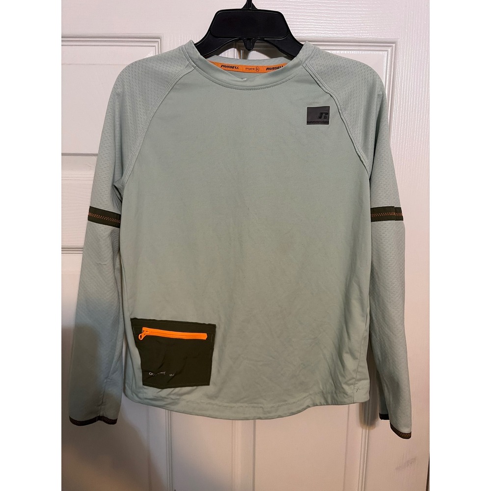 Russell Boys Dri-Power 360 Long Sleeve Performance Shirt Sage Green Large 10-12